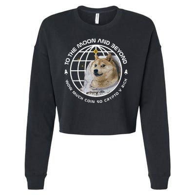 To The Moon And Beyond Doge Coin Crypto Cropped Pullover Crew