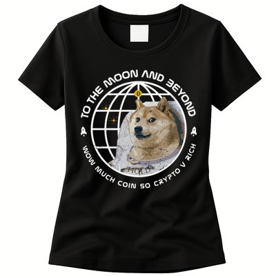 To The Moon And Beyond Doge Coin Crypto Womens T-Shirt