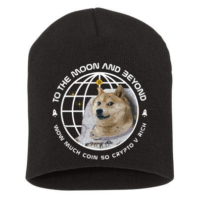 To The Moon And Beyond Doge Coin Crypto Short Acrylic Beanie