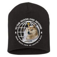 To The Moon And Beyond Doge Coin Crypto Short Acrylic Beanie