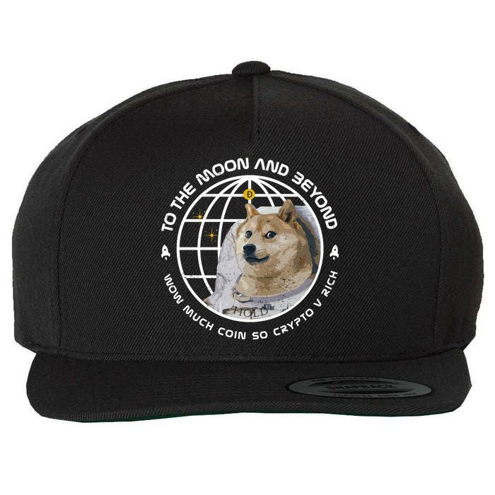 To The Moon And Beyond Doge Coin Crypto Wool Snapback Cap