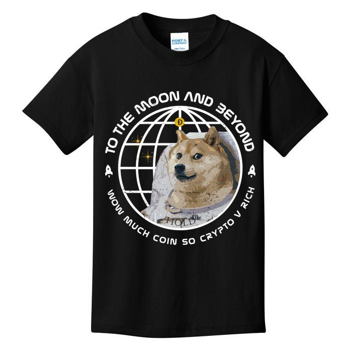 To The Moon And Beyond Doge Coin Crypto Kids T-Shirt