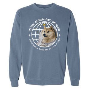 To The Moon And Beyond Doge Coin Crypto Garment-Dyed Sweatshirt