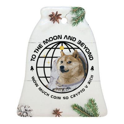 To The Moon And Beyond Doge Coin Crypto Ceramic Bell Ornament