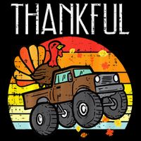 Thankful Turkey Monster Truck Retro Thanksgiving Doggie Tank