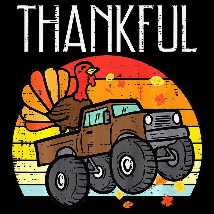 Thankful Turkey Monster Truck Retro Thanksgiving Doggie Tank