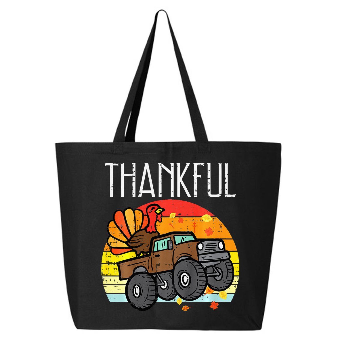 Thankful Turkey Monster Truck Retro Thanksgiving 25L Jumbo Tote