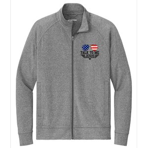 Talk To me Jesus Glasses Usa Flag Stretch Full-Zip Cadet Jacket