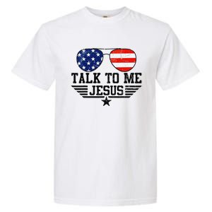 Talk To me Jesus Glasses Usa Flag Garment-Dyed Heavyweight T-Shirt