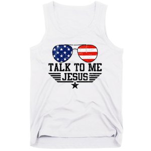 Talk To me Jesus Glasses Usa Flag Tank Top