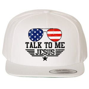 Talk To me Jesus Glasses Usa Flag Wool Snapback Cap