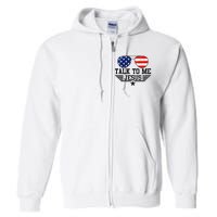 Talk To me Jesus Glasses Usa Flag Full Zip Hoodie