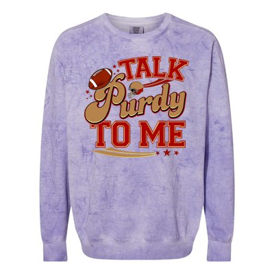 Talk Purdy To Me Football Purty Sports Fan Colorblast Crewneck Sweatshirt