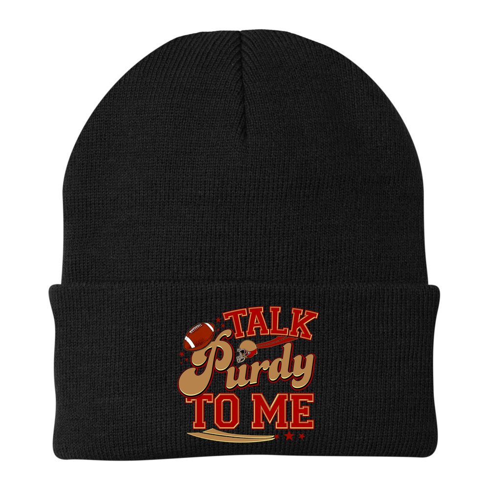 Talk Purdy To Me Football Purty Sports Fan Beanie