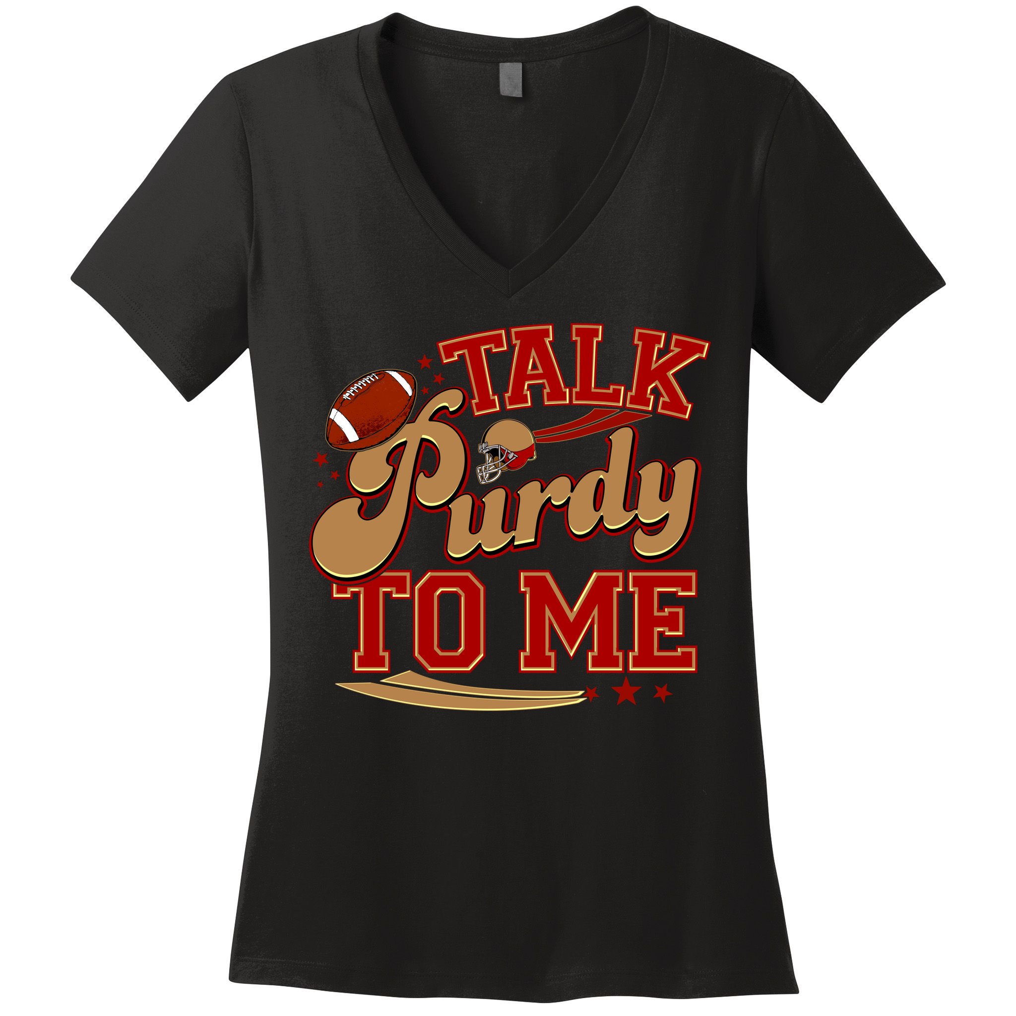 Talk Purdy To Me Football Purty Sports Fan Women's V-Neck T-Shirt