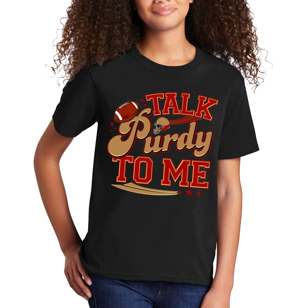 Talk Purdy To Me Football Purty Sports Fan Kids T-Shirt