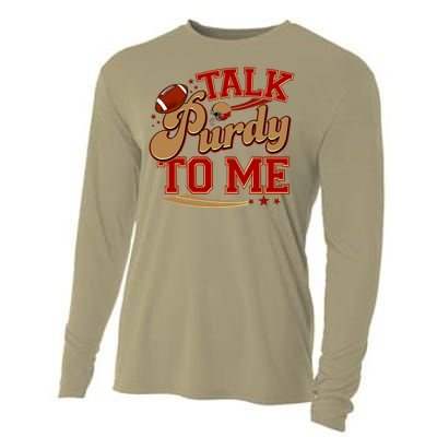 Talk Purdy To Me Football Purty Sports Fan Cooling Performance Long Sleeve Crew