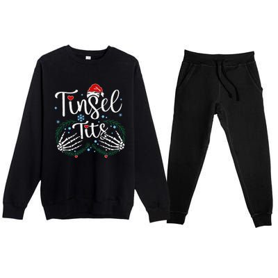 Tinsel Tits Matching Jingle Balls Christmas Funny Couples Premium Crewneck Sweatsuit Set