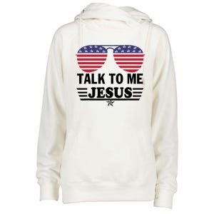 Talk To Me Jesus Glasses US Flag Womens Funnel Neck Pullover Hood