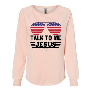 Talk To Me Jesus Glasses US Flag Womens California Wash Sweatshirt