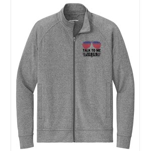 Talk To Me Jesus Glasses US Flag Stretch Full-Zip Cadet Jacket