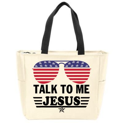 Talk To Me Jesus Glasses US Flag Zip Tote Bag