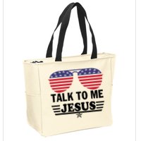 Talk To Me Jesus Glasses US Flag Zip Tote Bag