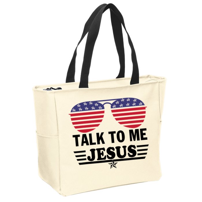 Talk To Me Jesus Glasses US Flag Zip Tote Bag