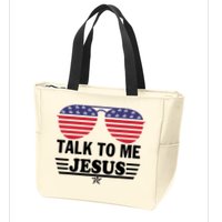 Talk To Me Jesus Glasses US Flag Zip Tote Bag