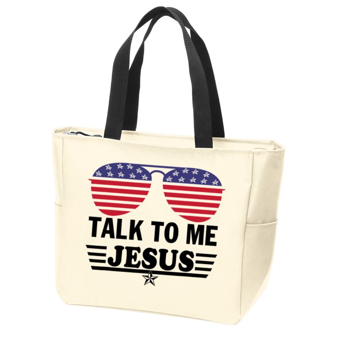 Talk To Me Jesus Glasses US Flag Zip Tote Bag