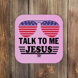 Talk To Me Jesus Glasses US Flag Coaster