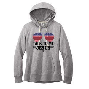 Talk To Me Jesus Glasses US Flag Women's Fleece Hoodie