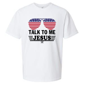 Talk To Me Jesus Glasses US Flag Sueded Cloud Jersey T-Shirt