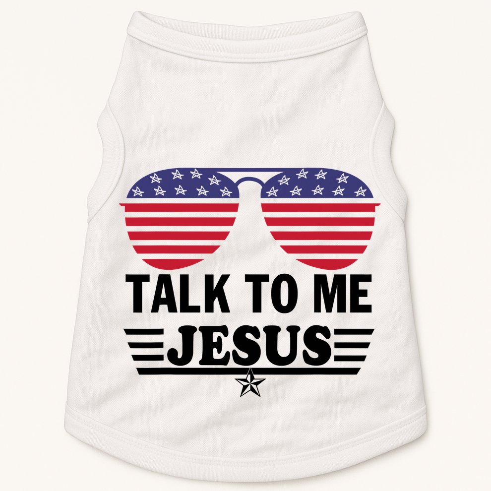 Talk To Me Jesus Glasses US Flag Doggie Tank