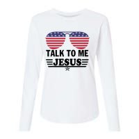 Talk To Me Jesus Glasses US Flag Womens Cotton Relaxed Long Sleeve T-Shirt