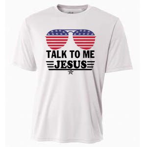 Talk To Me Jesus Glasses US Flag Cooling Performance Crew T-Shirt