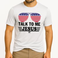 Talk To Me Jesus Glasses US Flag Cooling Performance Crew T-Shirt