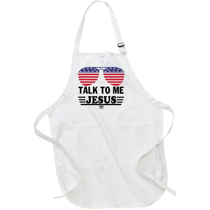 Talk To Me Jesus Glasses US Flag Full-Length Apron With Pockets