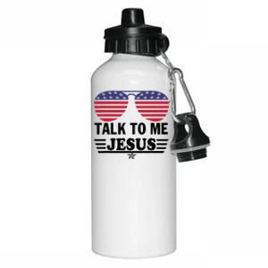 Talk To Me Jesus Glasses US Flag Aluminum Water Bottle