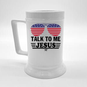 Talk To Me Jesus Glasses US Flag Beer Stein