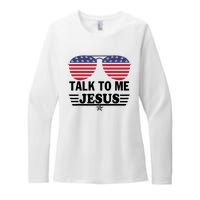 Talk To Me Jesus Glasses US Flag Womens CVC Long Sleeve Shirt