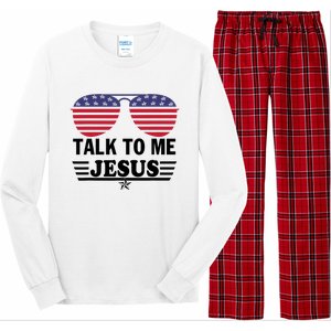 Talk To Me Jesus Glasses US Flag Long Sleeve Pajama Set