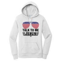 Talk To Me Jesus Glasses US Flag Women's Pullover Hoodie