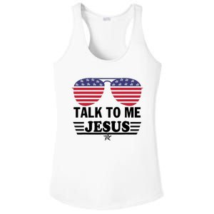 Talk To Me Jesus Glasses US Flag Ladies PosiCharge Competitor Racerback Tank