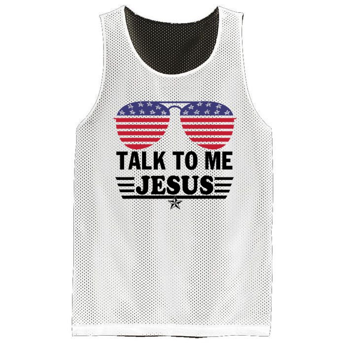 Talk To Me Jesus Glasses US Flag Mesh Reversible Basketball Jersey Tank