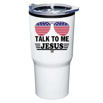 Talk To Me Jesus Glasses US Flag Tumbler