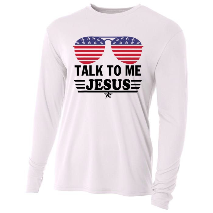 Talk To Me Jesus Glasses US Flag Cooling Performance Long Sleeve Crew