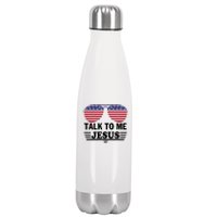 Talk To Me Jesus Glasses US Flag Stainless Steel Insulated Water Bottle