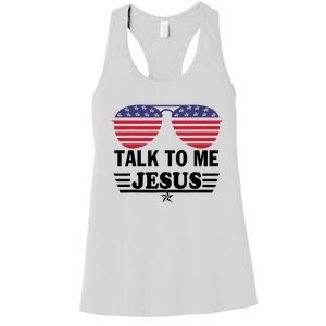 Talk To Me Jesus Glasses US Flag Women's Racerback Tank