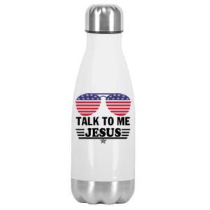 Talk To Me Jesus Glasses US Flag Stainless Steel Insulated Water Bottle